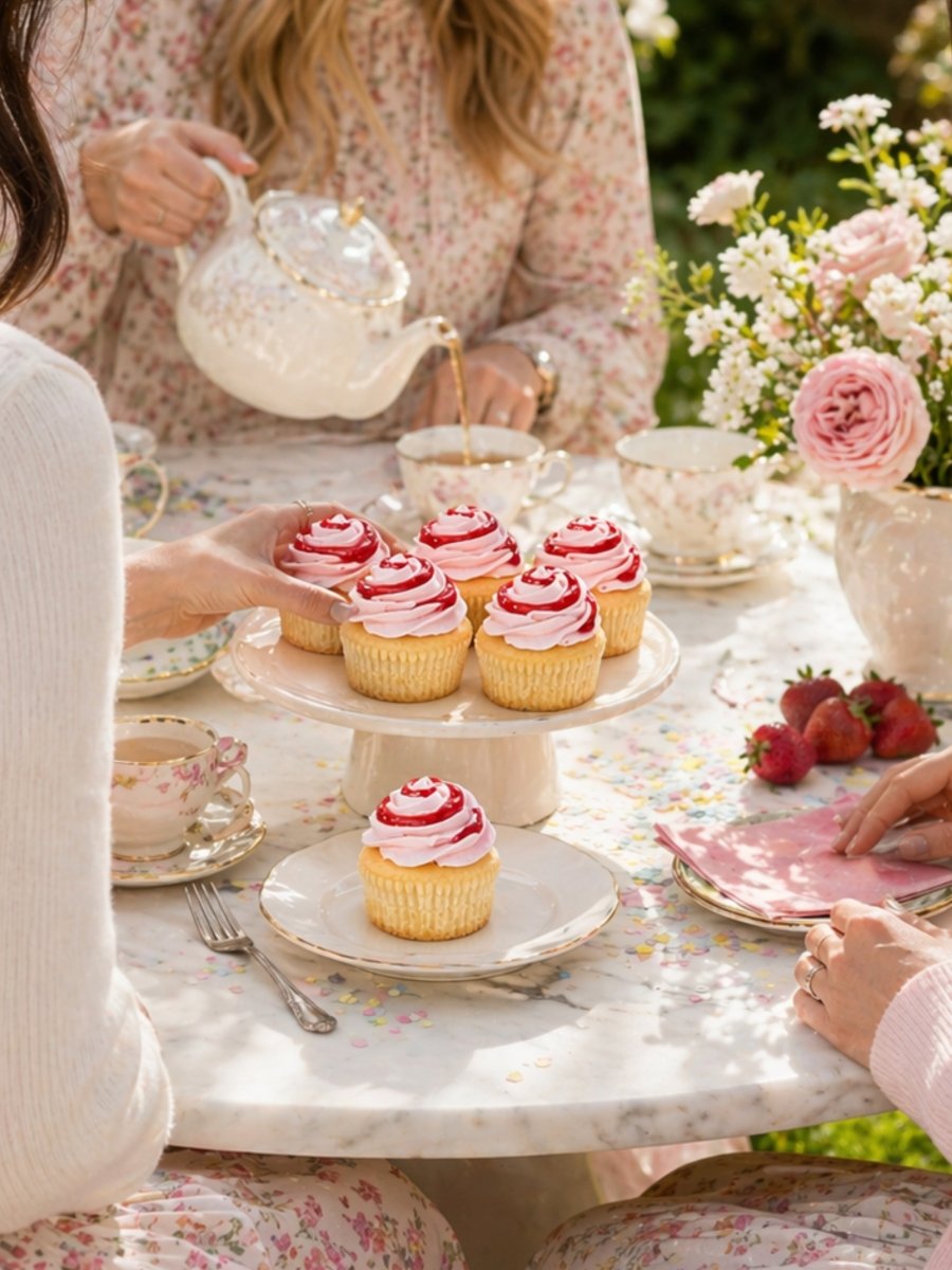 Strawberry Royale Golden Génoise Cupcakes - Patisserie Valerie