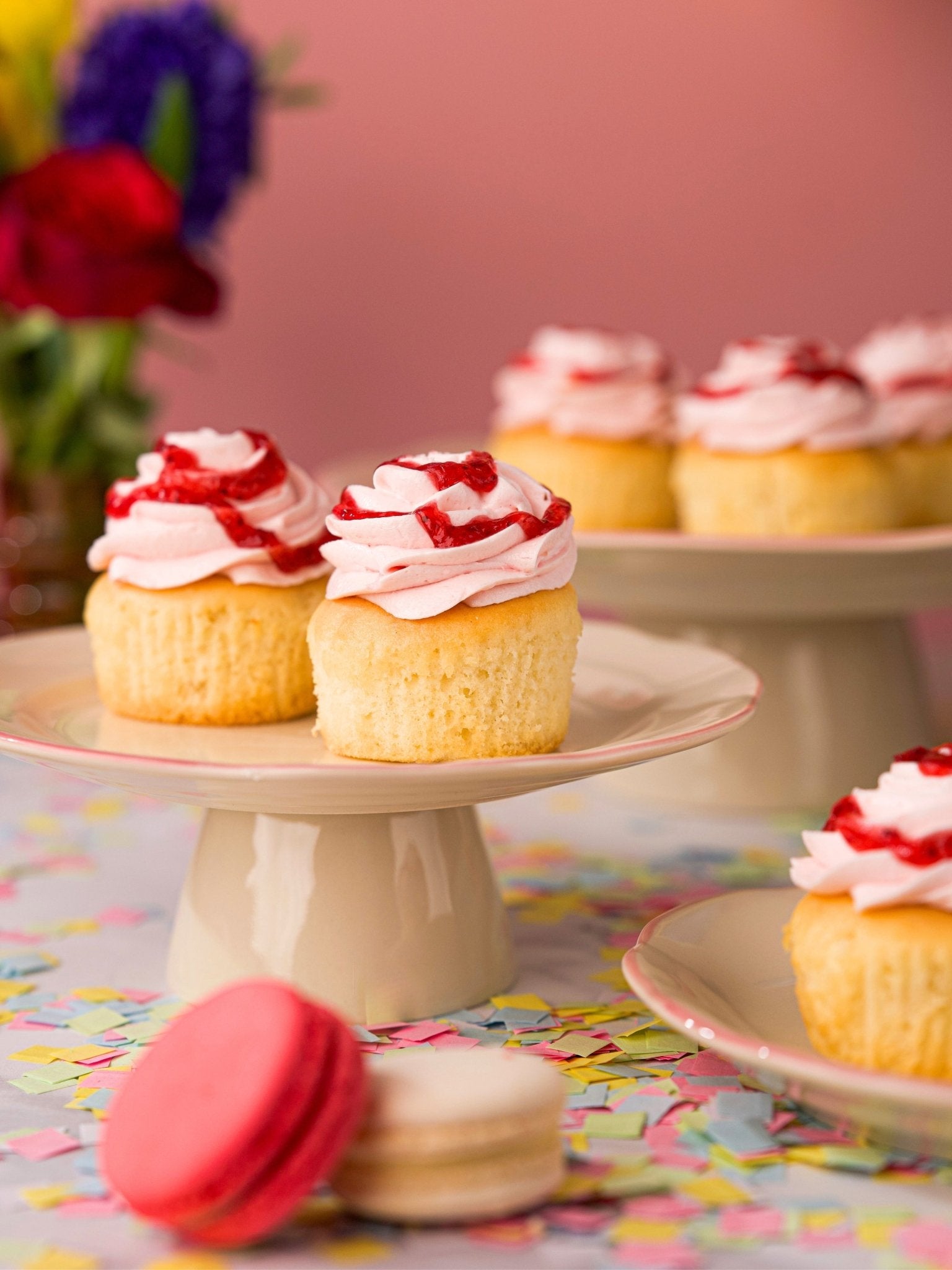 Strawberry Royale Golden Génoise Cupcakes - Patisserie Valerie