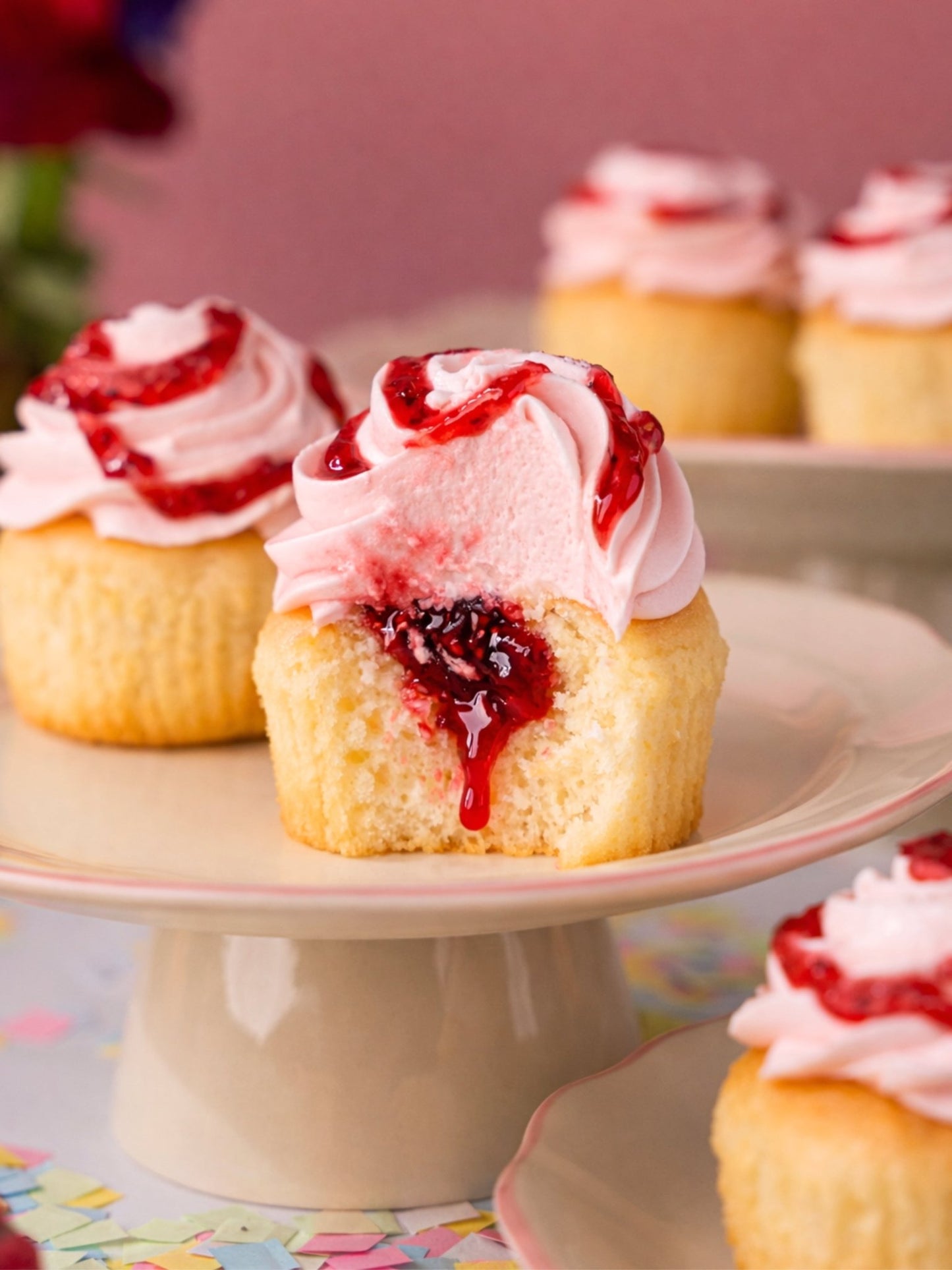 Strawberry Royale Golden Génoise Cupcakes - Patisserie Valerie