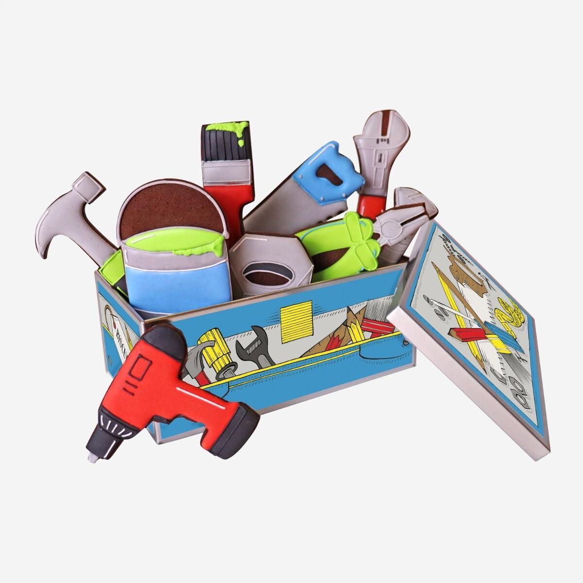 Patisserie Valerie's handmade Biscuiteers Tool Kit Hand-Iced Biscuits with Tin 140g cake delivery 