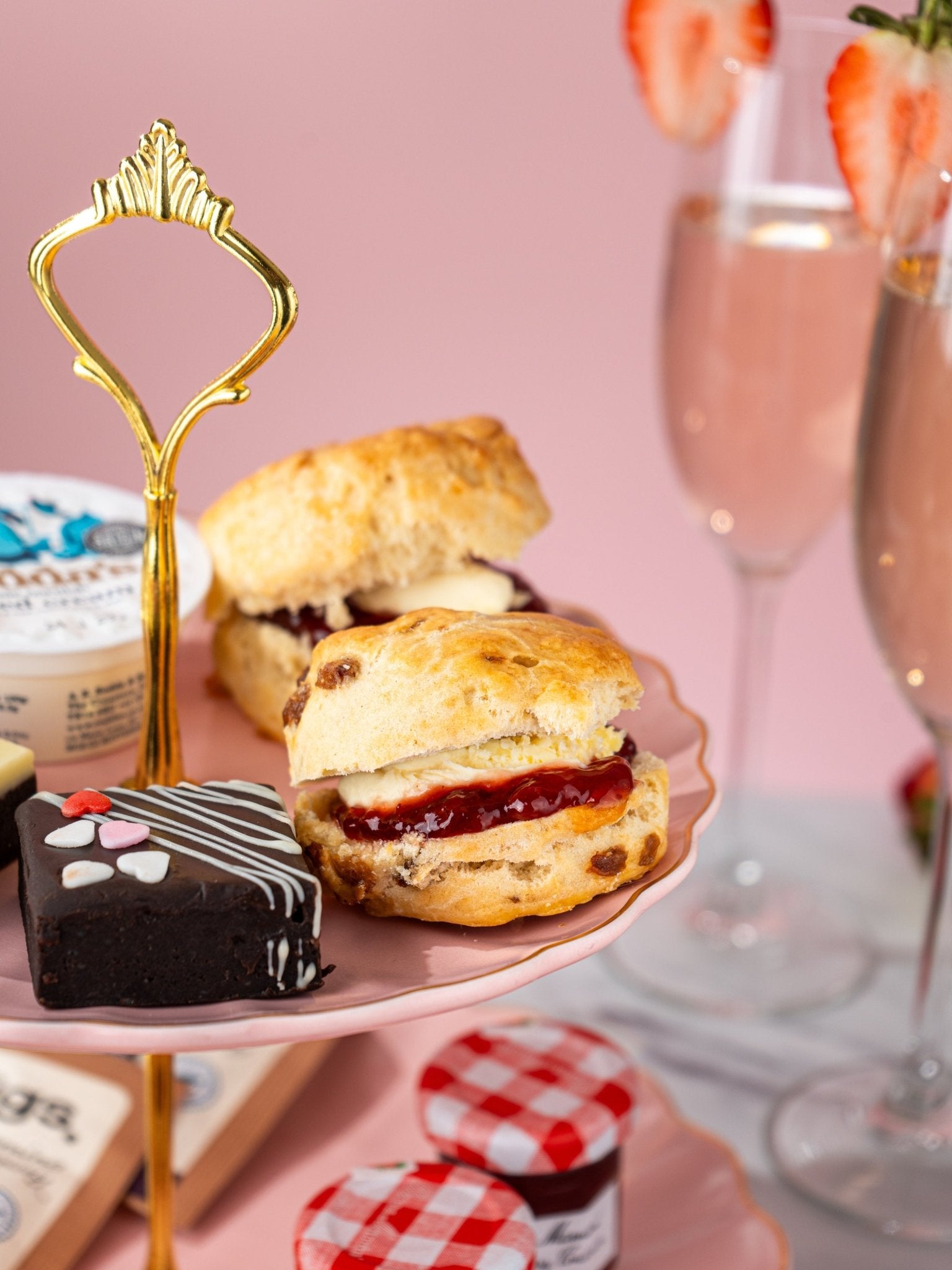 Patisserie Valerie's handmade Valentine's Prosecco Cream Tea cake delivery 