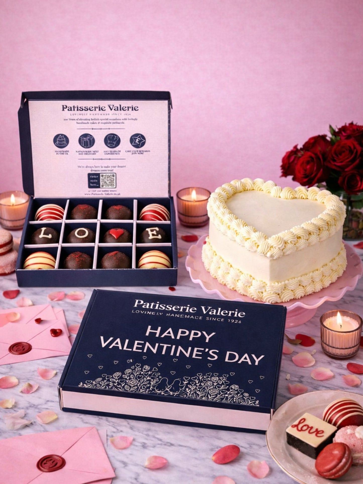 Vintage Heart Cake & Love Bites Gift Box - Patisserie Valerie