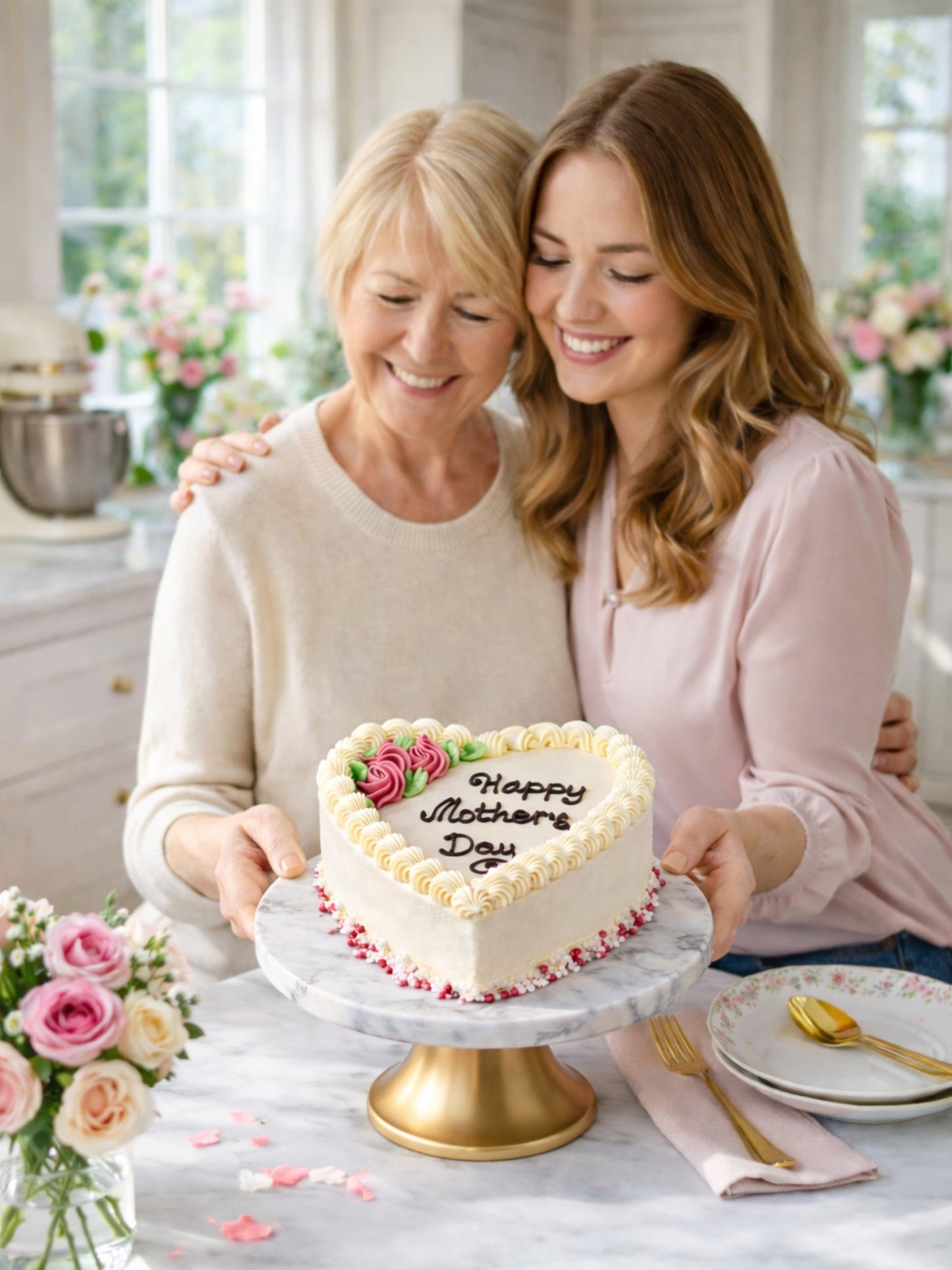 Vintage Mother's Day Heart Cake - Patisserie Valerie