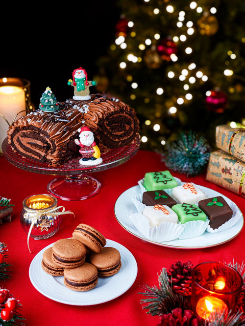 Patisserie Valerie's handmade Yule Log Christmas Cake Hamper cake delivery 