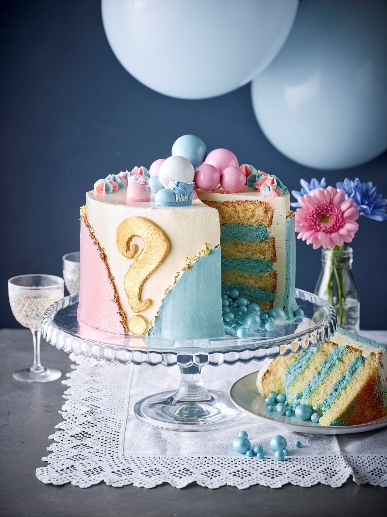 40 Cute First Birthday Cakes in 2022 : Baby Blue 1st Birthday Cake